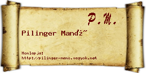 Pilinger Manó névjegykártya